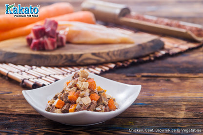 CHICKEN & BEEF WITH VEGETABLES & BROWN RICE (170g)