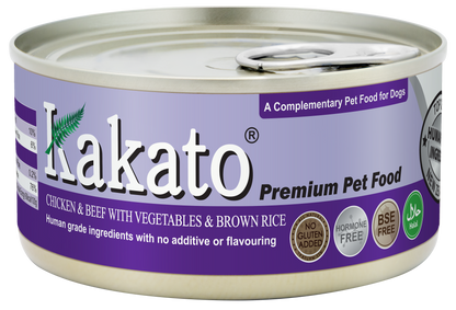 CHICKEN & BEEF WITH VEGETABLES & BROWN RICE (170g)